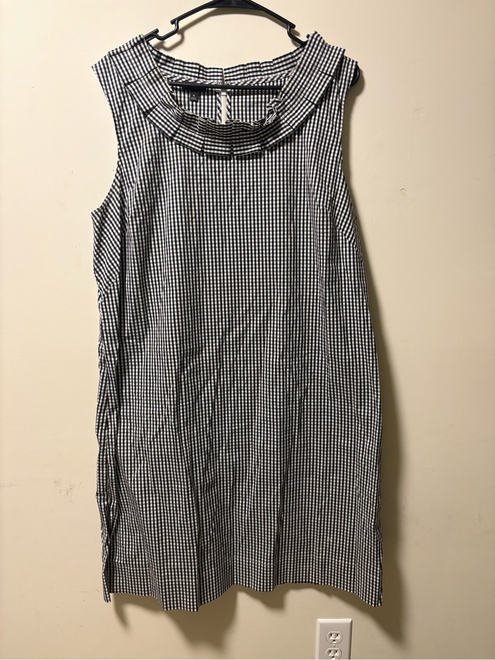 Talbots Black and White Gingham Sleeveless Shift Dress